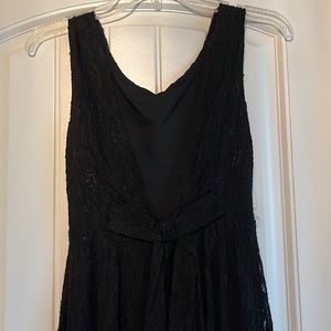 Lace open back mini black dress